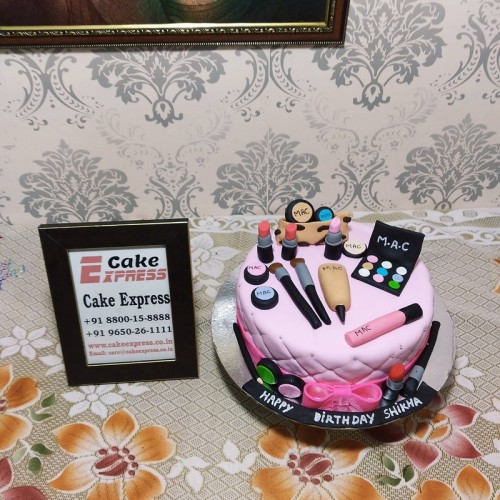 Makeup Themed Designer Cake Delivery in Greater Noida