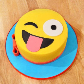 Naughty Wink Emoji Fondant Cake