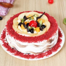 Red Velvety And Fruity Delight Cake