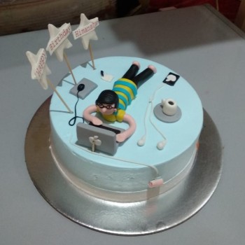 Geek Guy Theme Semi Fondant Cake Geek Guy Theme Semi Fondant Cake