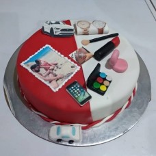 Red & White Theme Makeup Cake