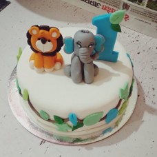 Lion & Elephant Theme Kids Cake