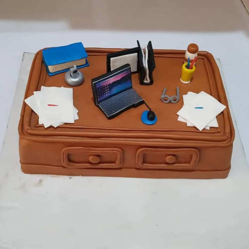 Office Table Theme Fondant Cake Delivery in Greater Noida