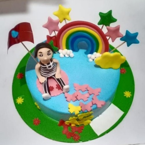 Kid and Rainbow Fondant Cake Delivery in Greater Noida