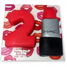 21 st Birthday Lipstick Fondant Cake
