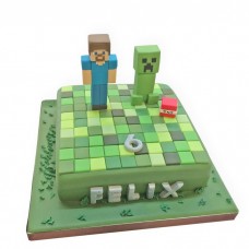 Minecraft Game Birthday Fondant Cake