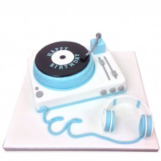 Record Deck & Headphones Fondant Cake