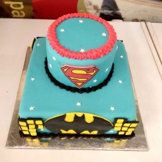 Batman and Superman Theme 2 Tier Cake