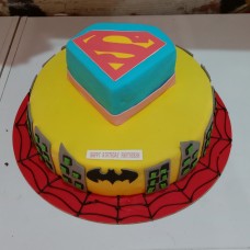 Batman and Superman Theme Cake