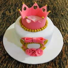 Pink Crown Birthday Fondant Cake