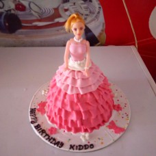 Pink Dress Barbie Fondant Cake