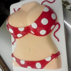 Red Polka Dot Color Bikini Fondant Cake