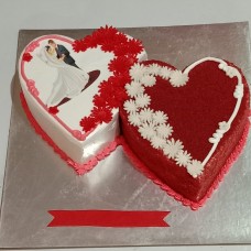 Red Velvet Double Heart Anniversary Cake
