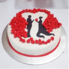 Romantic Couple with Roses Anniversary Cake