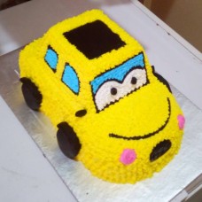Yellow Cartoon Car Cream Cake